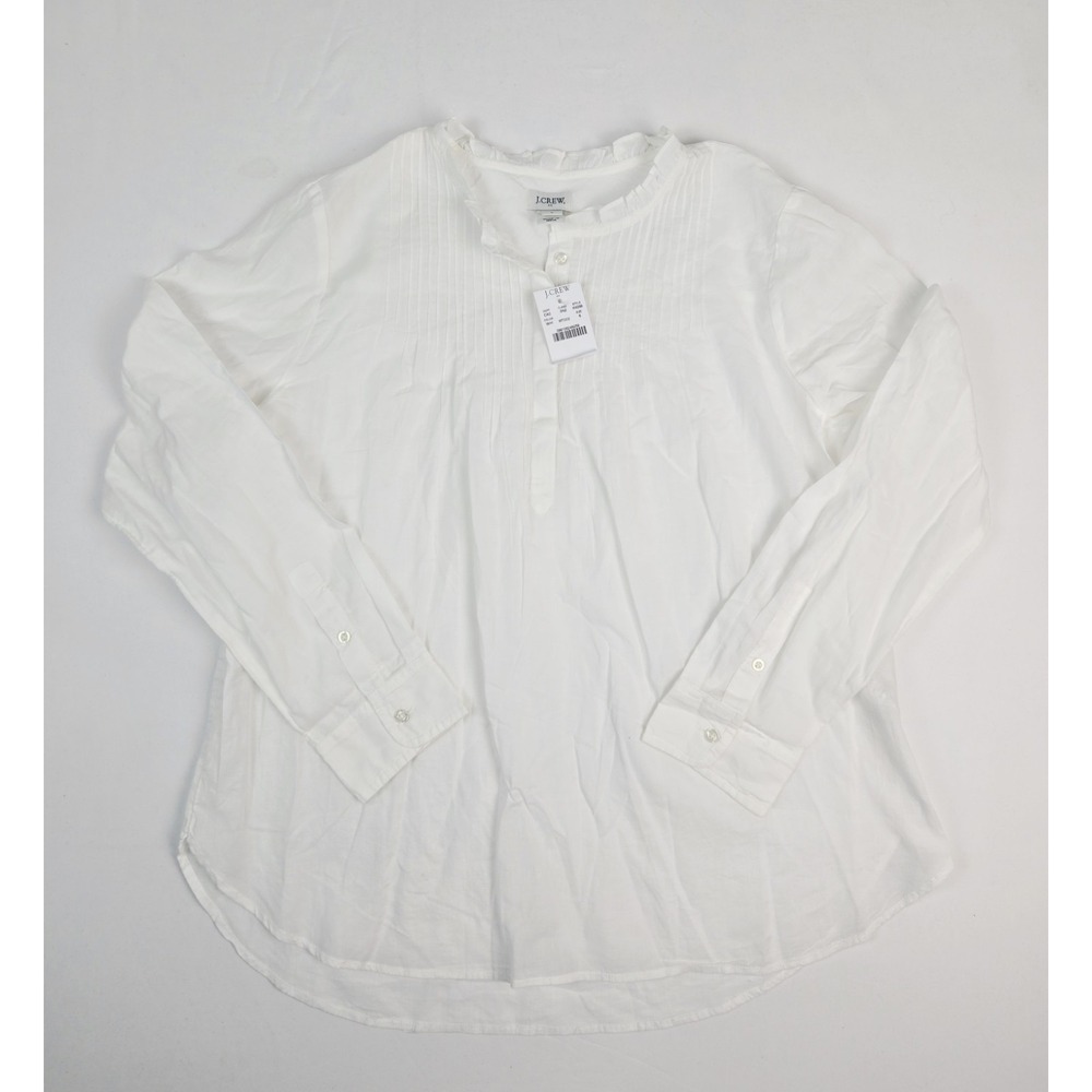 J Crew NWT white blouse ruffled collar size 6 flowy long sleeve